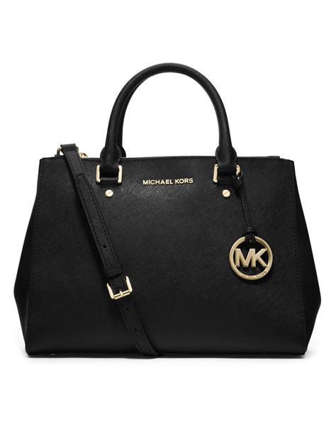 michael michael kors sutton medium leather satchel black|Sutton Medium Saffiano Leather Satchel .